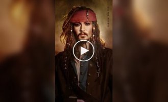 Китаянка превращается в знаменитостей с помощью грима