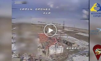 Russian soldier threw a stick at a drone, but did not notice another flying straight at him