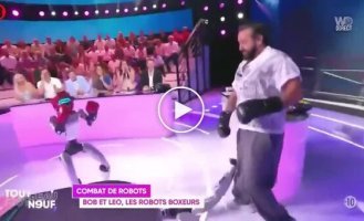 Во Франции мужчина устроил боксерский бой с человекоподобными роботами