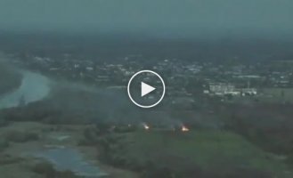 Shelling by Ukrainian MLRS of Russian positions in Cossack Camps