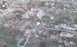 Volchansk, destroyed by Russian shelling, in the Kharkov region