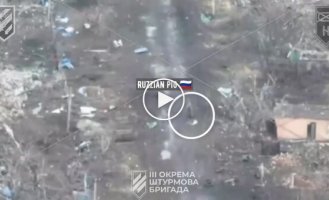 The operator of a Ukrainian drone searches in vain for the remains of the occupier's body after a direct hit from ammunition