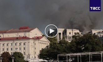 The headquarters of the Russian Black Sea Fleet continues to burn in Sevastopol