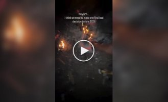 Eccentrics threw a box of fireworks into a bonfire