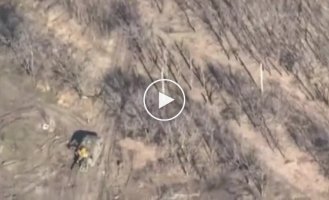 The destruction of the Russian self-propelled mortar 2S4 Tulipan, somewhere in the Donbass