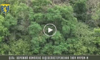 Влучне потрапляння в наглядовий пункт росіян з дрону камікадзе