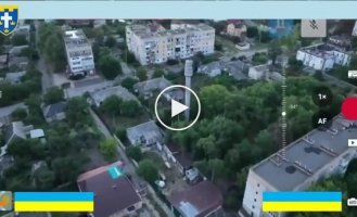 A Ukrainian flag was installed in the center of occupied Oleshky by soldiers of the 124th separate Troops Brigade using a UAV