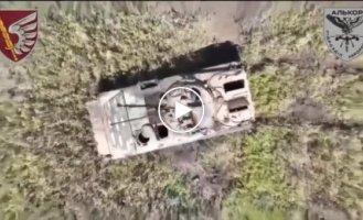 Cutting of the work of a Ukrainian drone near Marinka in the Donetsk region