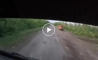 Russian "Scooby-Doo van" or UAZ-452 ran over a mine