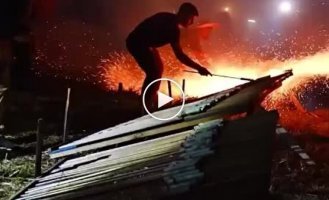Traditional Easter pyrotechnic war in Greece