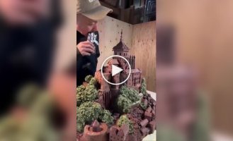 A man builds architectural masterpieces out of chocolate