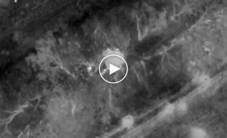 A Ukrainian drone with a thermal imager drops grenades on Russian soldiers in the Lugansk region