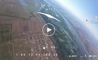 Ukrainian drone rams an enemy reconnaissance UAV Supercam S350 in the sky over the Kherson region