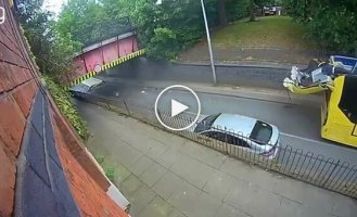 The roof of a double-decker bus was blown off
