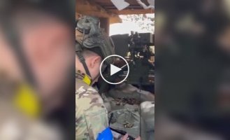 Ukrainian soldier fires at occupiers' positions using a remote-controlled combat module ShaBlya