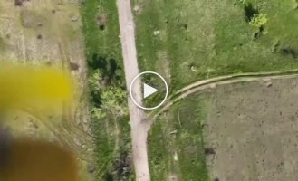 Partial destruction of a Russian minefield by dropping ammunition from a drone in an easterly direction