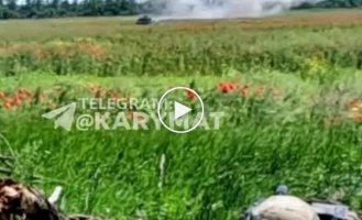 Ukrainian tank under enemy fire
