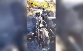 The occupier films the body of his baked comrade-in-arms-motorized assault aircraft