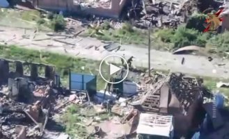 A drone observes the life of Russian occupiers. Volchansk, Kharkov region