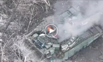 Detonation of ammunition of an enemy T-80BVM tank in Avdeevka