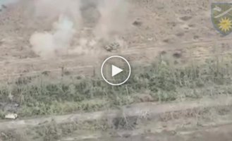 Detonation of the ammunition of a Russian tank after being hit by a Ukrainian anti-tank missile in the Liman direction