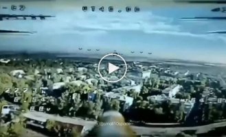 Russian kamikaze drone over Pokrovsk waits in the air and attacks a woman in a white dress