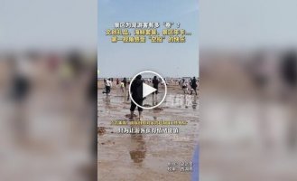 Необычное развлечение на пляже китайского города