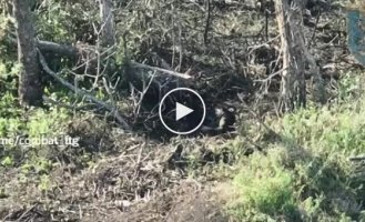 A drone drops a grenade on a Russian position where a soldier had already been wounded by a previous artillery attack