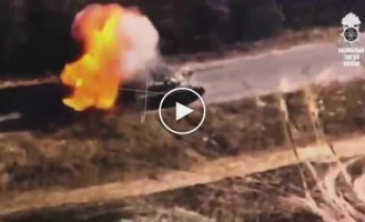 The Russian T-90M Proryv tank was destroyed by a strike from a Ukrainian kamikaze FPV drone