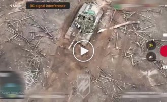 Detonation of the BC of a Russian tank after the arrival of a Ukrainian FPV drone in the Kremensky forest