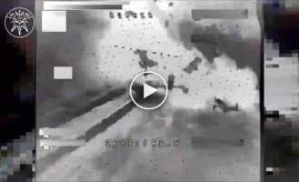 Destruction of an enemy BMP-2, the detonation of ammunition after hitting a mine was captured by a drone lens