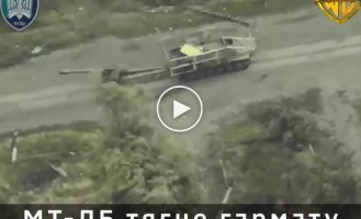 Drones of the 414th Brigade burned an enemy MTLB with a gun