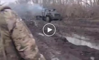Destroyed Russian Ural truck