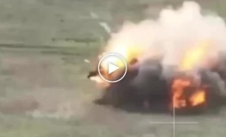 An occupant on a motorcycle dissolves into thin air after running over an anti-tank mine