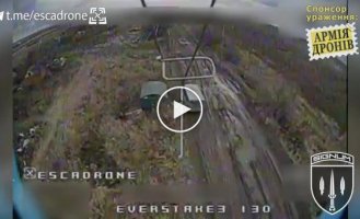 Kamikaze drone tracked minibus and equipment with Russians