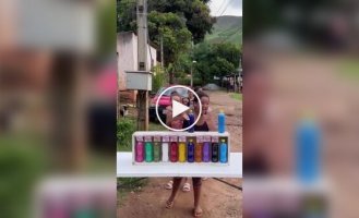 An unusual game of colors with children