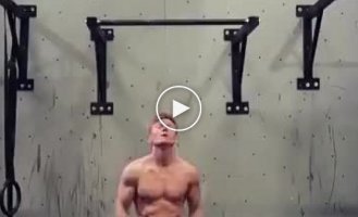 One-handed push-up on the horizontal bar