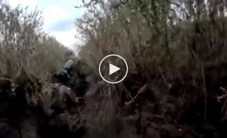 Trench battle in the area of the village of Rabotino, Zaporozhye region from the first person of a Ukrainian military man