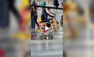 Robodog gives a child a ride