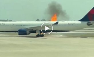 Passenger plane catches fire at US airport