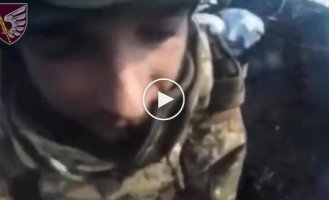 Shooting battle near the village of Novomikhailovka in the Donetsk region from the first person of a Ukrainian paratrooper