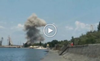 A powerful explosion near the Russian-occupied port of Berdyansk, Zaporozhye region