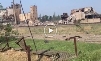 Consequences of a Ukrainian missile attack on a Russian ammunition depot in Rykovo, Kherson