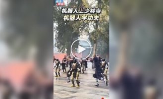 Robots performed together with Shaolin masters