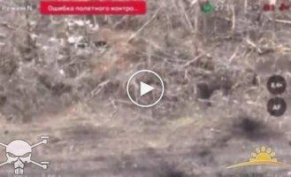 Donetsk region, Ukrainian kamikaze drone arrives at the head of a Russian military man