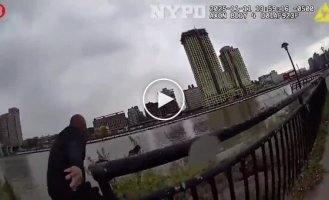 Полицейский Нью-Йорка прыгнул в ледяную реку, чтобы спасти подростка