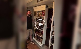 A secret room with an alcoholic collection