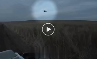 Arrival of a Ukrainian FPV drone next to a Russian military ATV in the Donetsk region