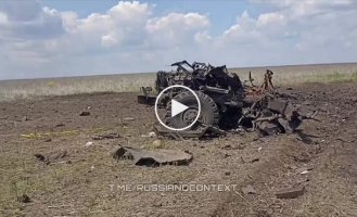 Destroyed Russian Ural truck with ammunition and D-30 howitzer