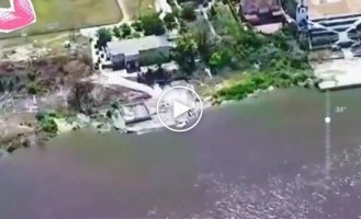 Air strike on the location of the occupiers who were running along the shore with an inflatable boat